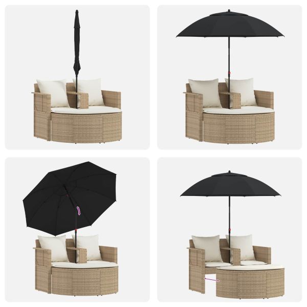 Градински диван 8 pcs Бежов и кремаво бял полиратан