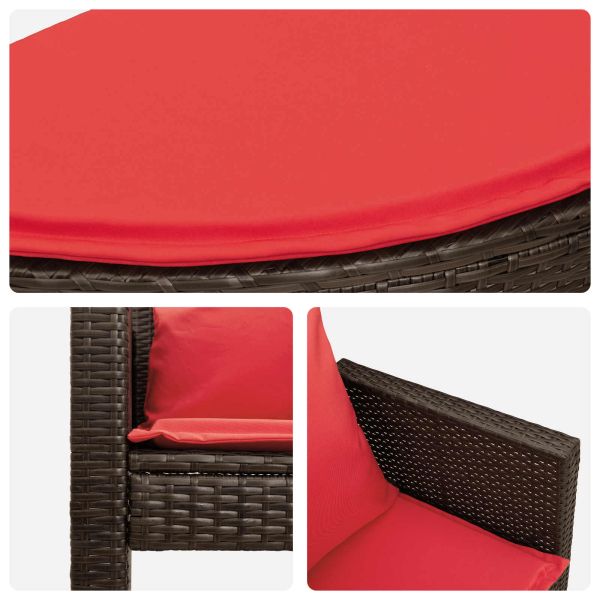 Градински диван Кафяво и червено 168 x 168 x 180 см полиратан