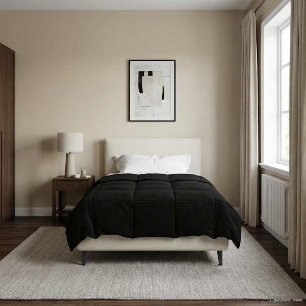 Летен юрган Патичено Черен 155 x 220 cm Микрофибър