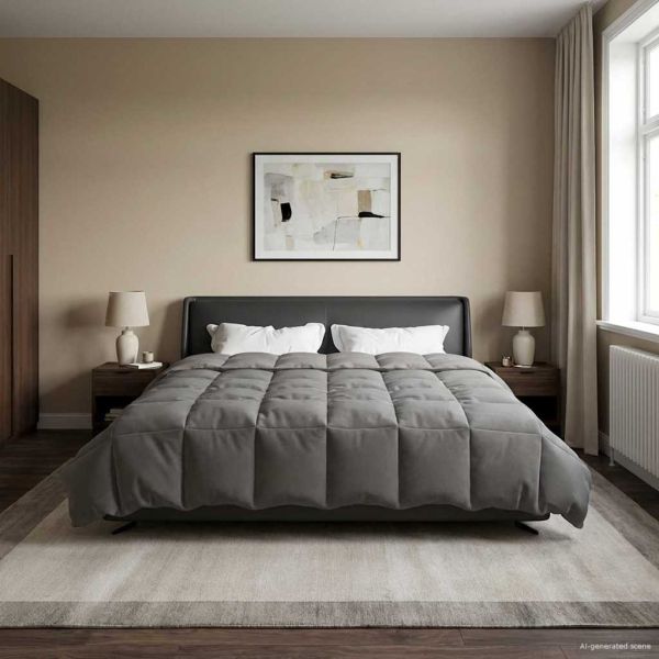 Зимен юрган Патичено Светлосиво 200 x 200 cm Микрофибър