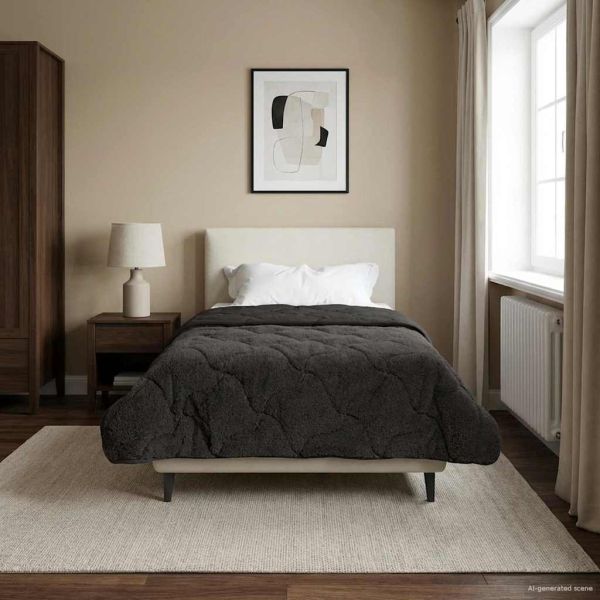 Летен юрган Антрацит 135 x 200 cm Микрофибър и тедди флийс