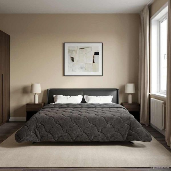 Летен юрган Антрацит 200 x 240 cm Микрофибър и тедди флийс