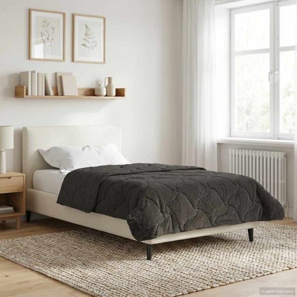 Летен юрган Антрацит 135 x 200 cm Микрофибър и тедди флийс