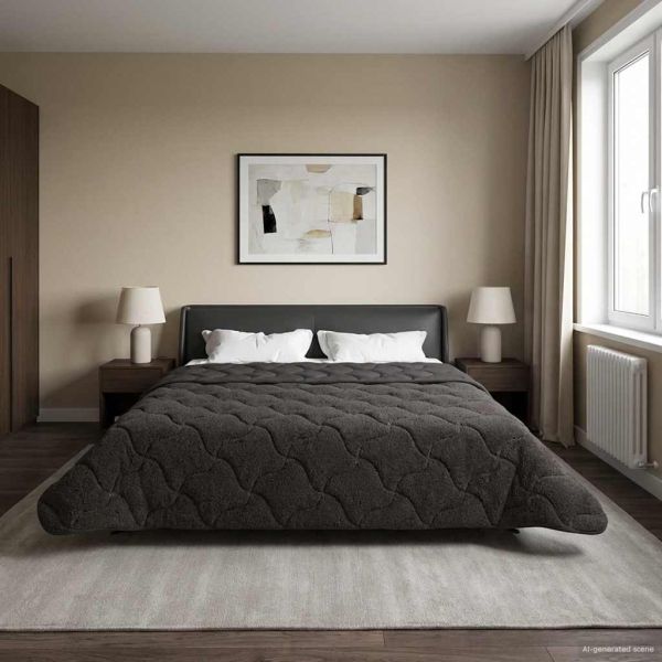 Летен юрган Антрацит 200 x 220 cm Микрофибър и тедди флийс