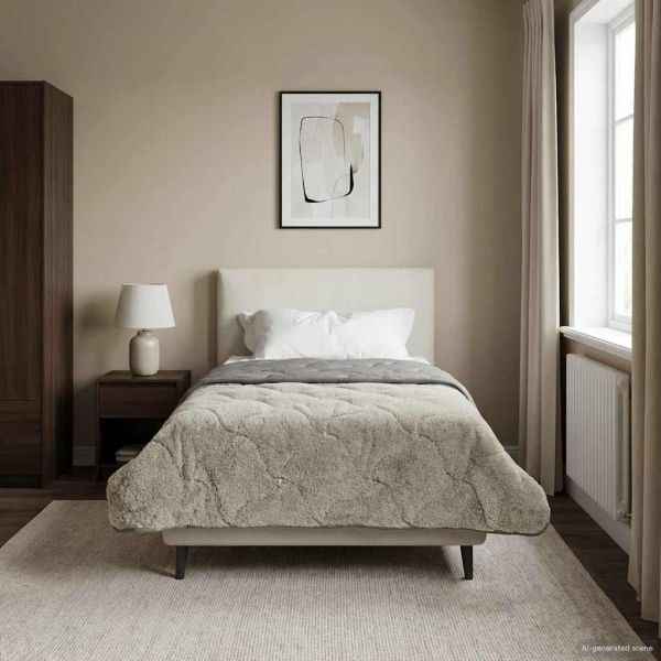 Летен юрган Светлосиво 155 x 200 см Микрофибър и тедди флийс