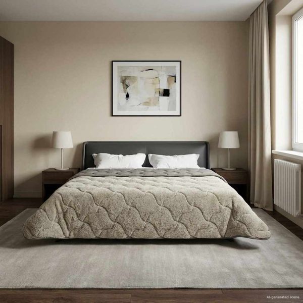 Летен юрган Светлосиво 200 x 200 cm Микрофибър и тедди флийс