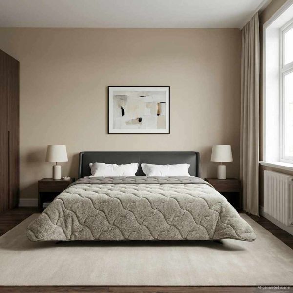 Летен юрган Светлосиво 200 x 240 cm Микрофибър и тедди флийс