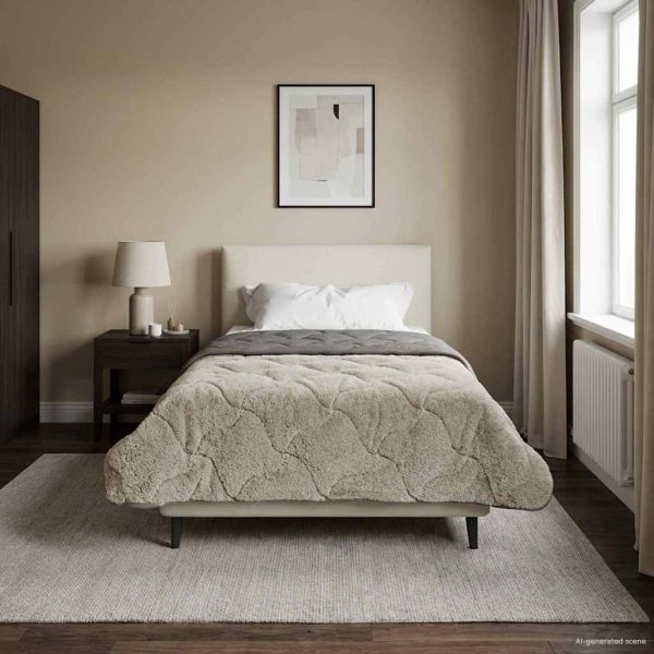 Летен юрган Светлосиво 135 x 200 cm Микрофибър и тедди флийс