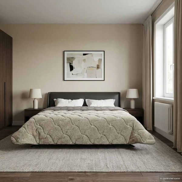 Летен юрган Светлосиво 220 x 240 cm Микрофибър и тедди флийс