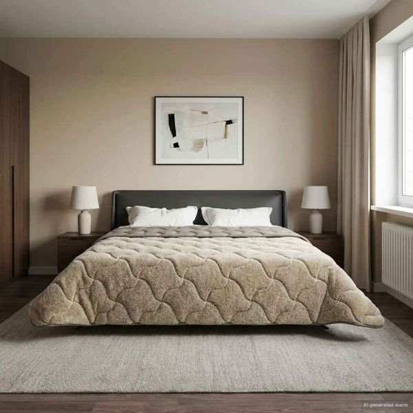 Летен юрган Светлосиво 220 x 260 cm Микрофибър и тедди флийс