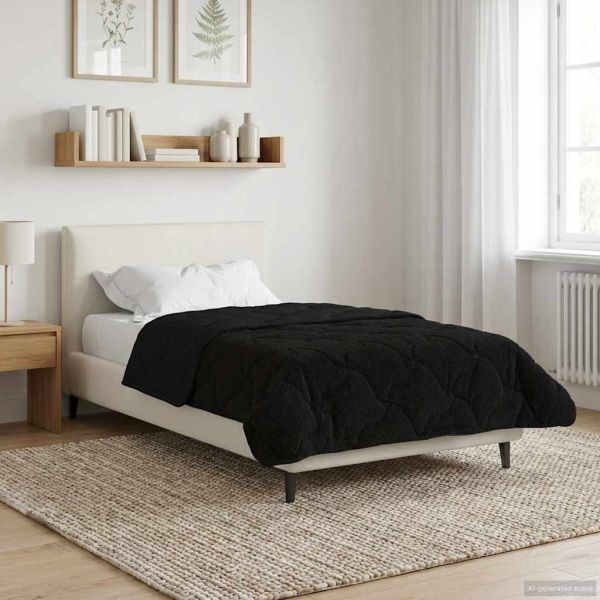 Летен юрган Черно 135 x 200 cm Микрофибър и тедди флийс