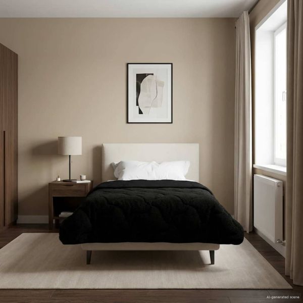 Летен юрган Черно 155 x 220 cm Микрофибър и тедди флийс