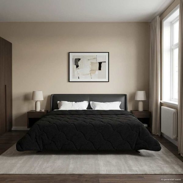 Летен юрган Черно 220 x 260 cm Микрофибър и тедди флийс