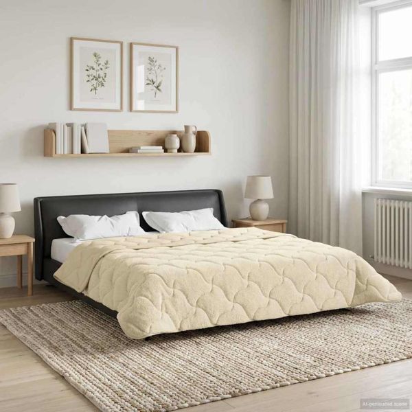 Летен юрган Крем 200 x 200 cm Микрофибър и тедди флийс