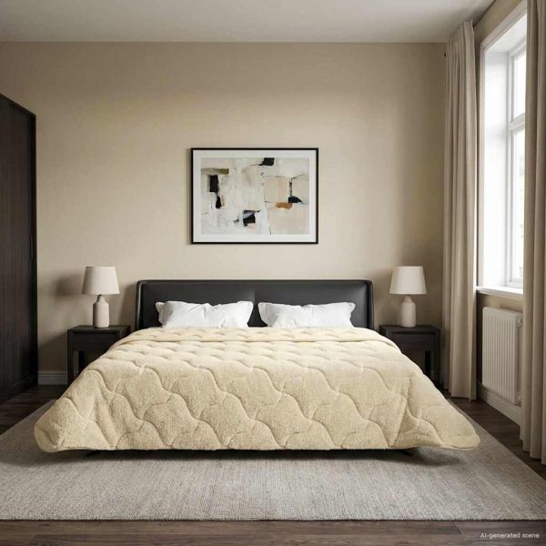 Летен юрган Крем 200 x 240 cm Микрофибър и тедди флийс