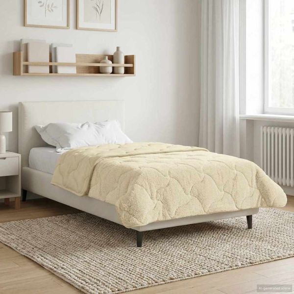 Летен юрган Крем 155 x 220 cm Микрофибър и тедди флийс