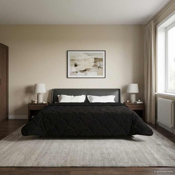 Пълно годишно юрганче Патичено Черно 200 x 220 cm