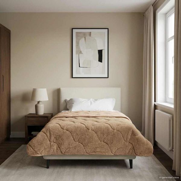 Пълно годишно юрганче Патичено Таупе 140 x 220 cm