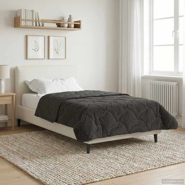 Зимен юрган Антрацит 155 x 220 cm Микрофибър и тедди флийс