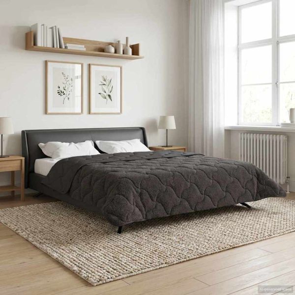 Зимен юрган Антрацит 200 x 220 cm Микрофибър и тедди флийс