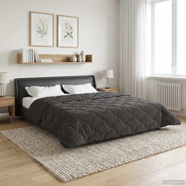 Зимен юрган Антрацит 220 x 260 cm Микрофибър и тедди флийс