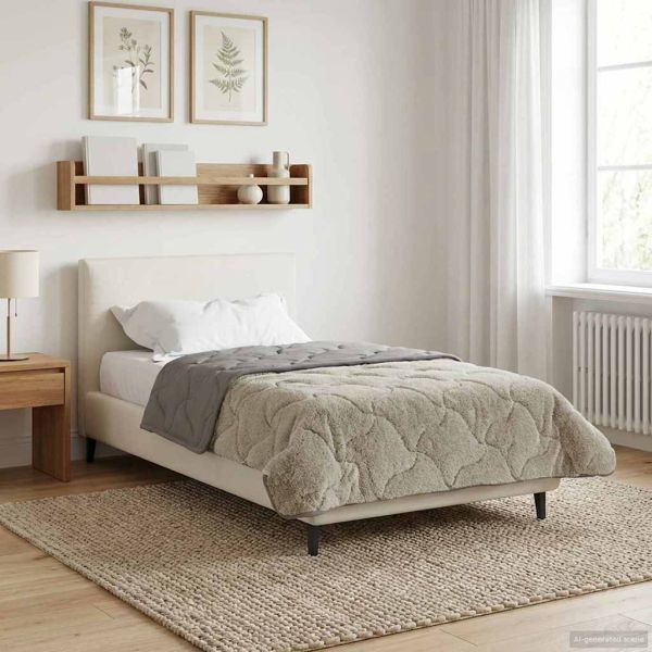 Зимен юрган Светлосиво 140 x 220 cm Микрофибър и тедди флийс