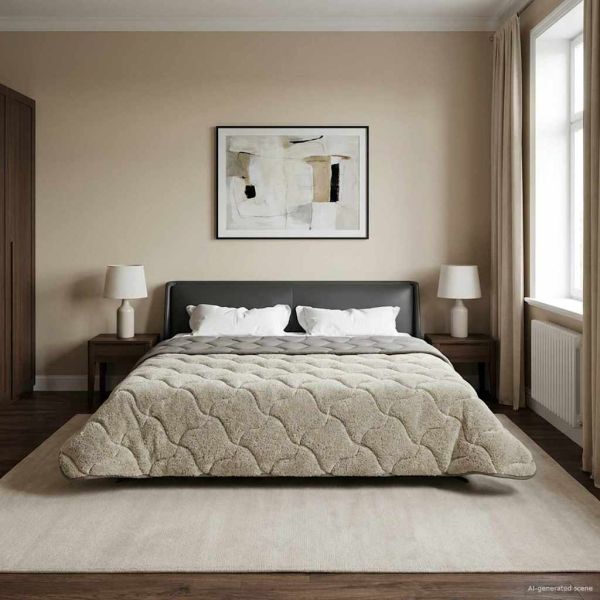 Зимен юрган Светлосиво 200 x 240 cm Микрофибър и тедди флийс