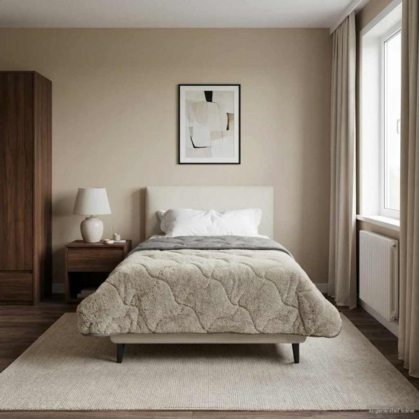 Зимен юрган Светлосиво 155 x 220 cm Микрофибър и тедди флийс