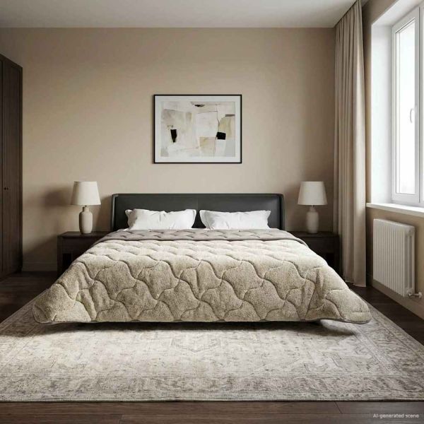 Зимен юрган Светлосиво 220 x 240 cm Микрофибър и тедди флийс