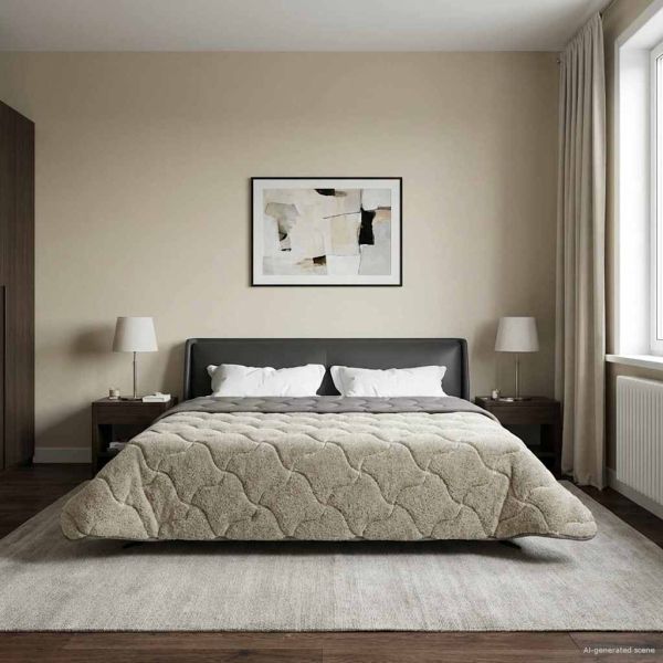 Зимен юрган Светлосиво 220 x 260 cm Микрофибър и тедди флийс