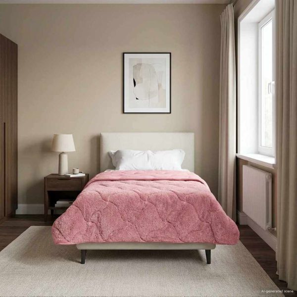 Зимен юрган Розово 140 x 220 cm Микрофибър и тедди флийс