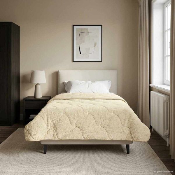 Зимен юрган Крем 140 x 220 cm Микрофибър и тедди флийс