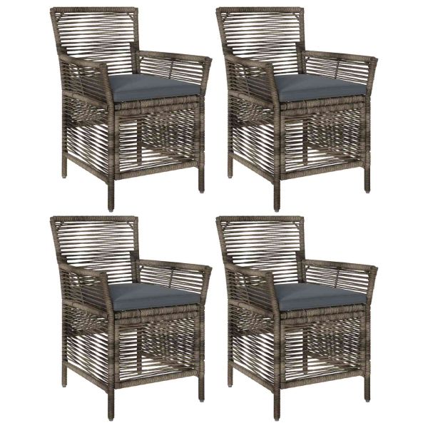 Стол за открито с възглавница 4 pcs Сив и тъмен сив полиратан