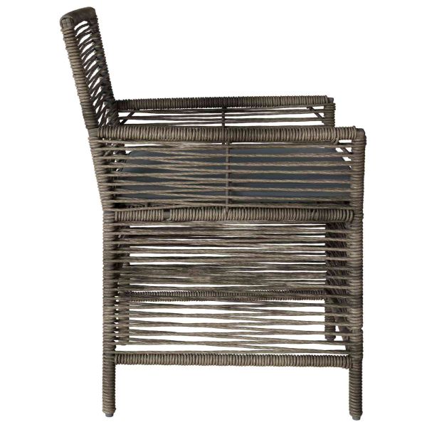 Стол за открито с възглавница 4 pcs Сив и тъмен сив полиратан