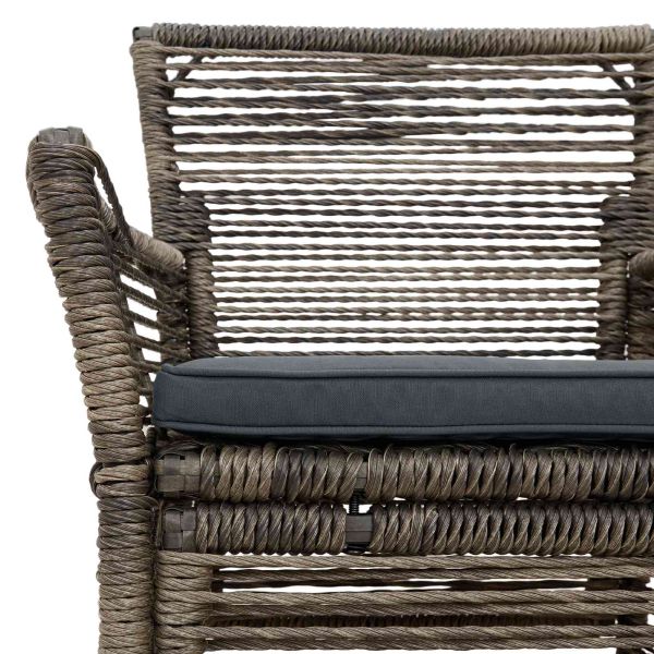 Стол за открито с възглавница 4 pcs Сив и тъмен сив полиратан