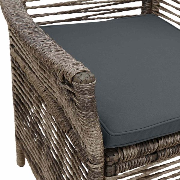 Стол за открито с възглавница 4 pcs Сив и тъмен сив полиратан