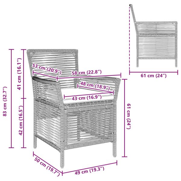 Стол за открито с възглавница 4 pcs Сив и тъмен сив полиратан