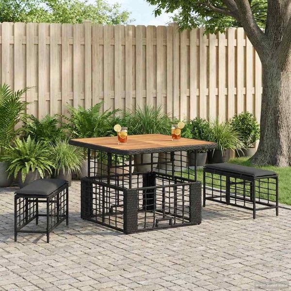 Комплект за хранене в градината с възглавница 3 pcs Черен и Сив