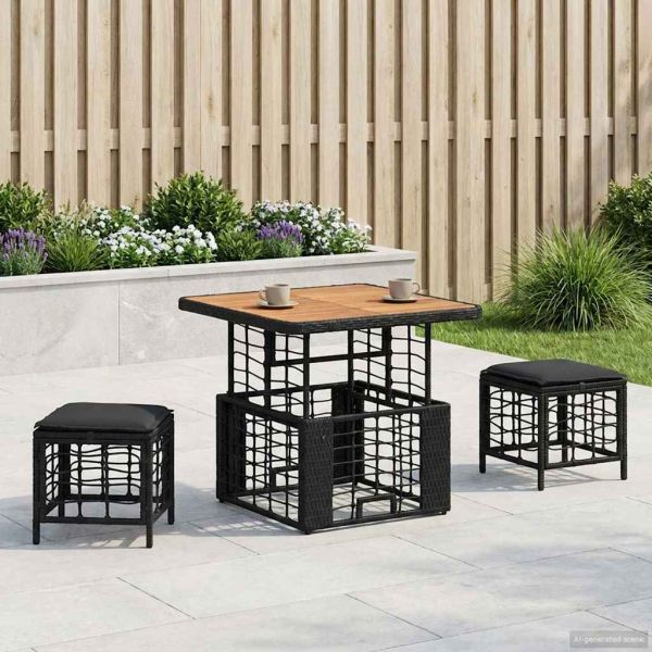 Комплект за хранене в градината с възглавница 3 pcs Черен и Сив