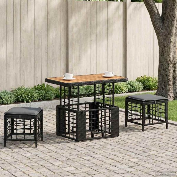 Комплект за хранене в градината с възглавница 3 pcs Черен и Сив