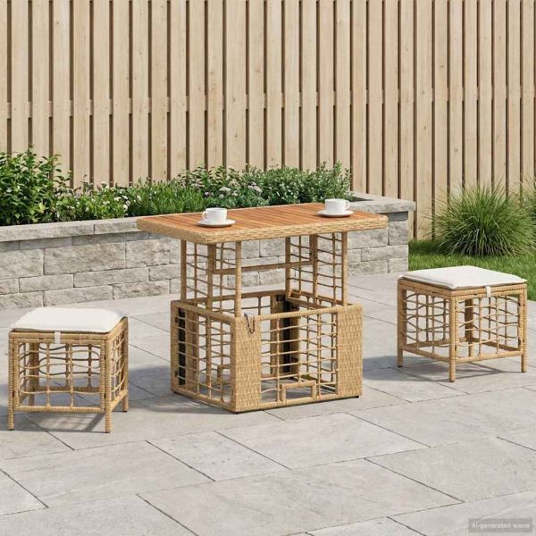 Комплект за хранене в градината 3 pcs Натурален и бял