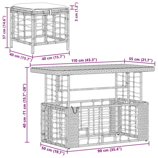 Комплект за хранене в градината с възглавница 4 pcs Черен и Сив