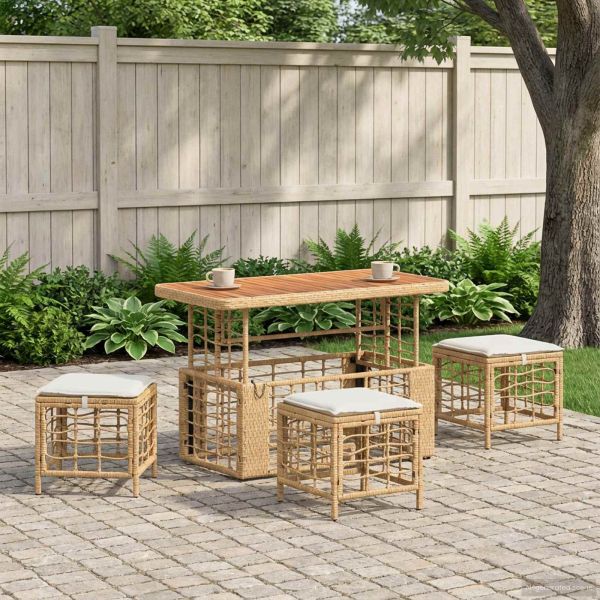 Комплект за хранене в градината 4 pcs Натурален и бял