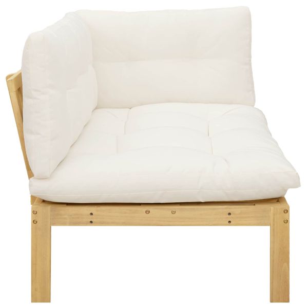 Ъглов диван Светла акация и кремаво бяло 132 x 92 x 82 см