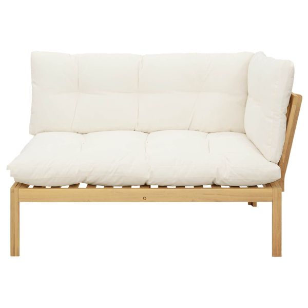 Ъглов диван Светла акация и кремаво бяло 132 x 92 x 82 см