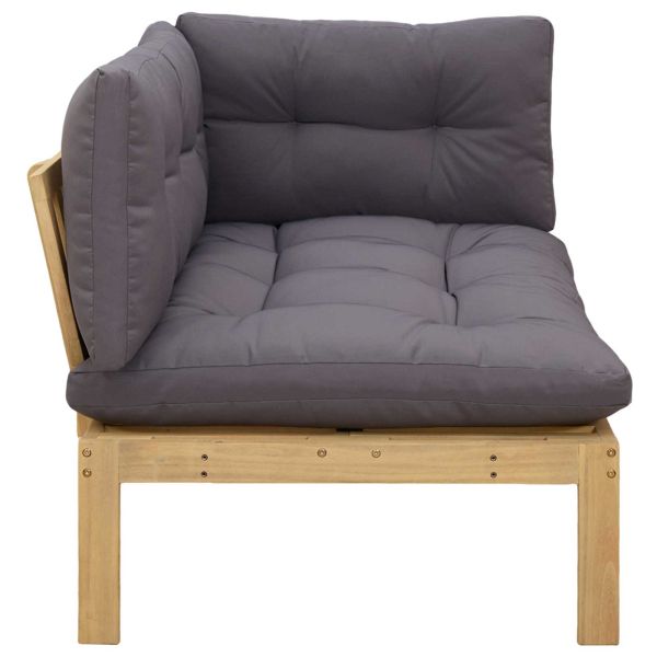 Ъглов диван Светла акация и тъмен сив 132 x 92 x 82 см