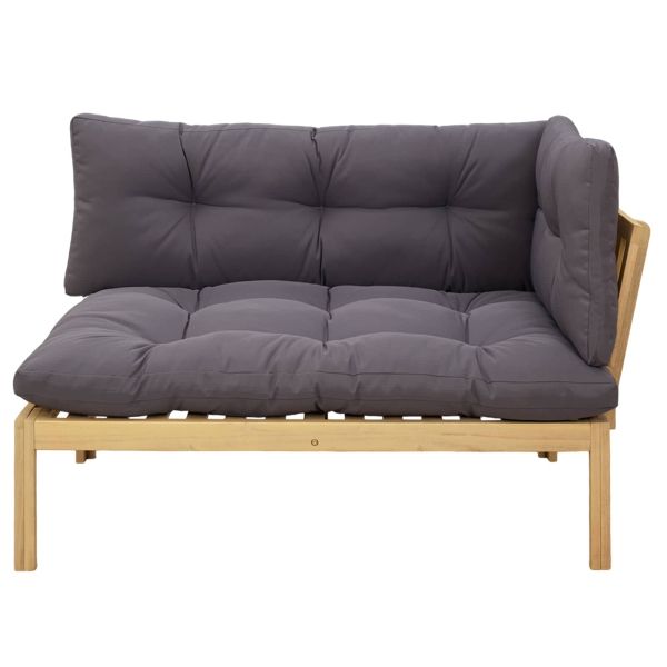 Ъглов диван Светла акация и тъмен сив 132 x 92 x 82 см