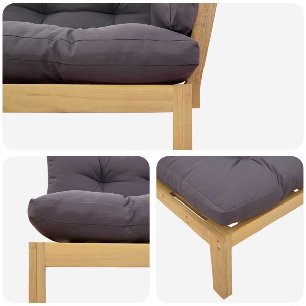 Ъглов диван Светла акация и тъмен сив 132 x 92 x 82 см