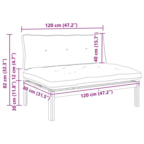 Среден диван Светла акация и кремаво бяло 120 x 80 x 82 см