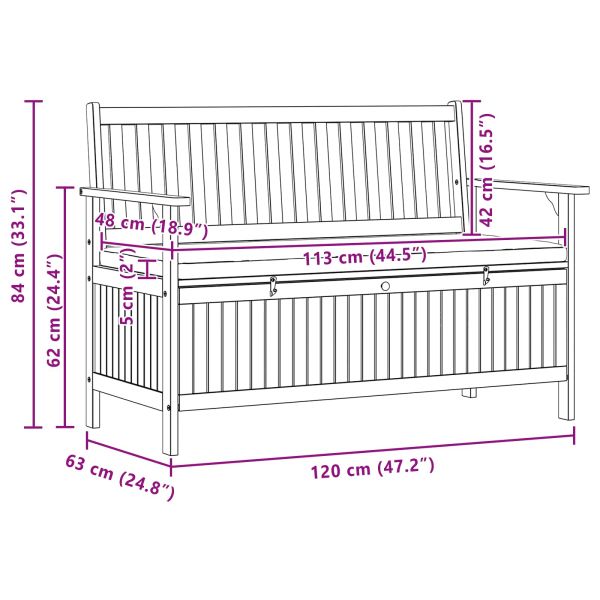 Пейка с място за съхранение 120 x 63 x 84 cm Солидна акация
